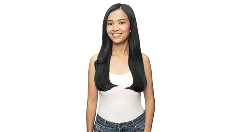 Black hair, model long hair