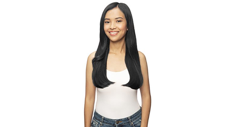 Black hair, model long hair