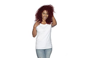 Curly bright red hair