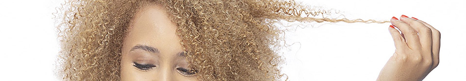 Curly blonde hair, healthy hair