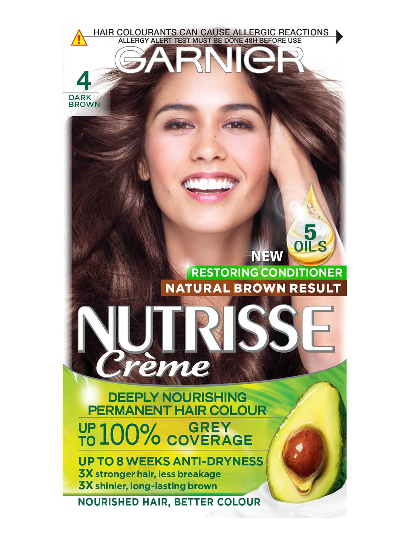 Garnier Nutrisse Creme Permanent Hair Dye Dark Brown 4