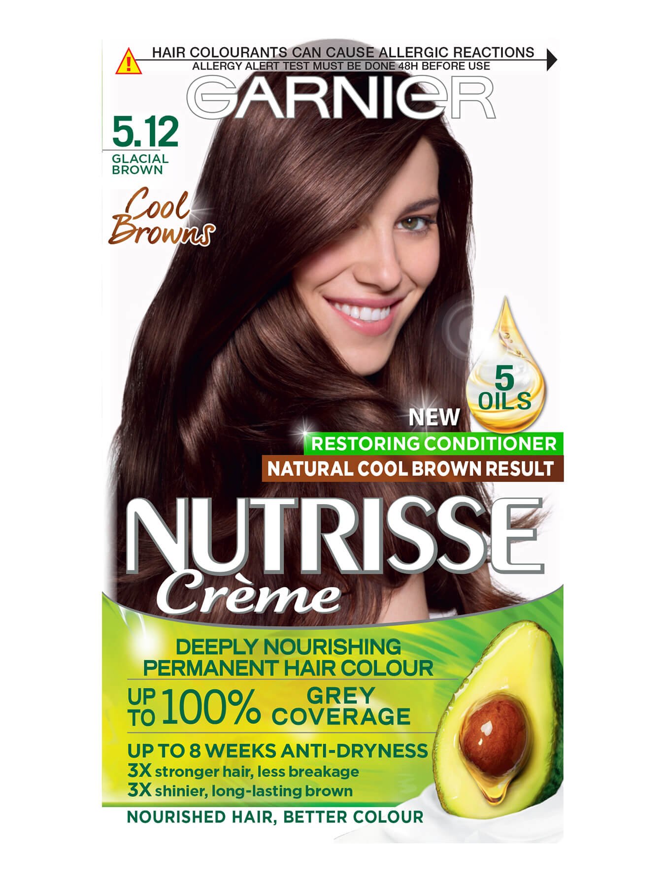 Garnier Nutrisse Creme Permanent Hair Dye Glacial Brown 