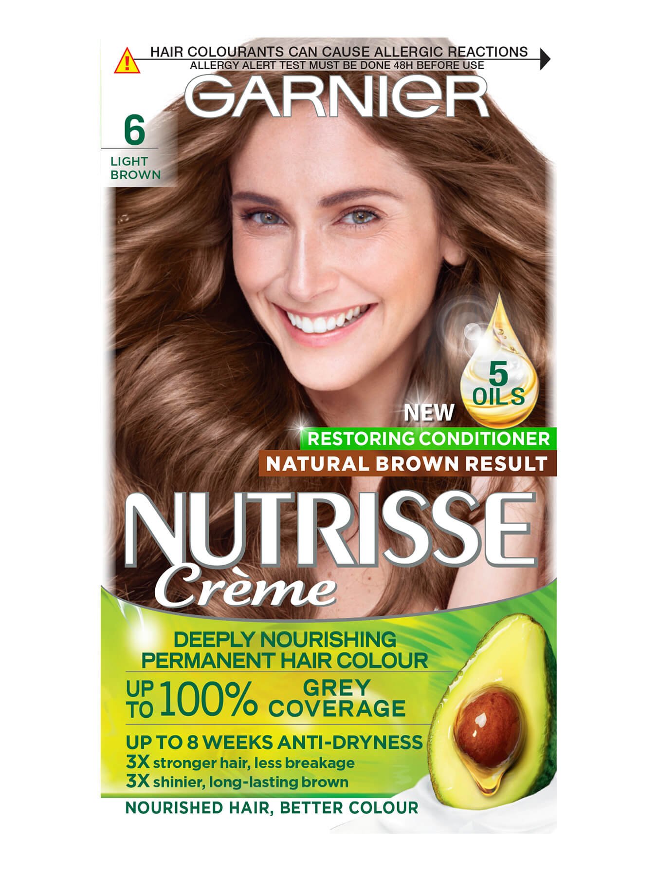 Kalkun Dag Smidighed Garnier Nutrisse Creme Permanent Hair Dye Light Brown 6