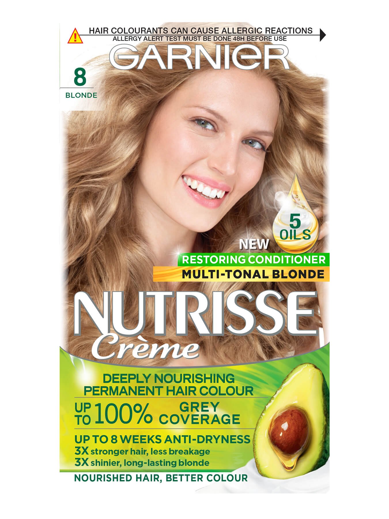 Garnier Nutrisse Creme Permanent Hair Dye Blonde 8