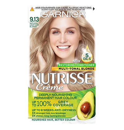 Garnier Nutrisse Creme Permanent Hair Dye Natural Light Ash Blonde 