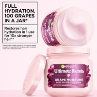 Open Garnier Grape Moisture hair mask jar with hydration benefits