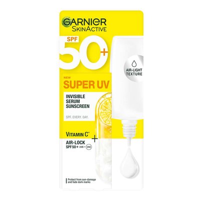 SuperUV Invisible Serum Sunscreen Vitamin C box packaging