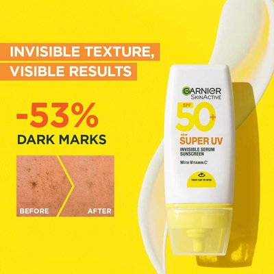 SuperUV Invisible Serum Sunscreen Vitamin C before and after